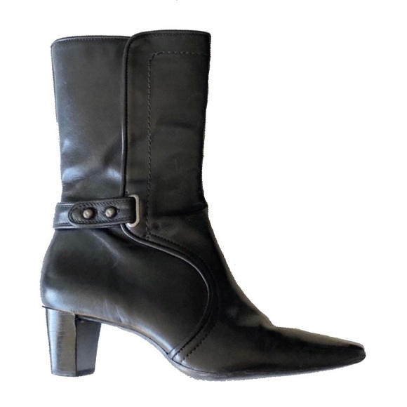 Cole Haan ✦ Buckled Moto Heeled Engineer Boots ✦ Black Leather ✦ Size 7 ✦ - Picture 11 of 12